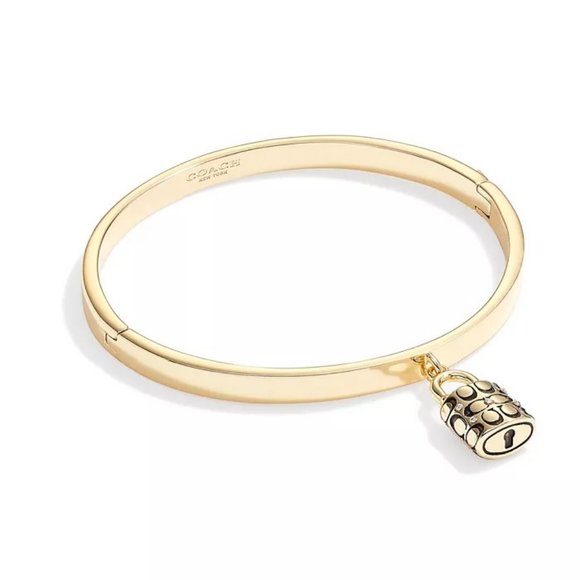 New COACH Quilted Padlock Bangle Bracelet - Picture 1 of 7